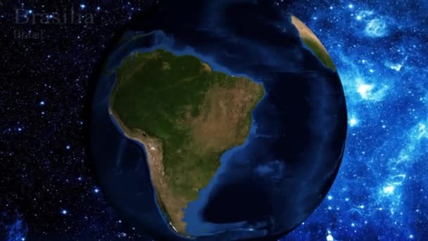 Zoom Aus Dem All Und Fokus Auf Brasilien — Stockvideo