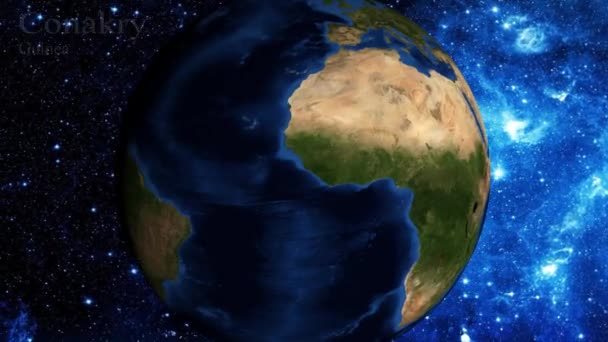 Збільшення Масштабу Космосу Зосередитися Гвінея Конакрі — стокове відео
