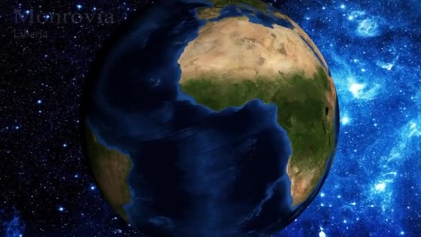 Увеличить Масштаб Космоса Сосредоточиться Либерии Монровии — стоковое видео