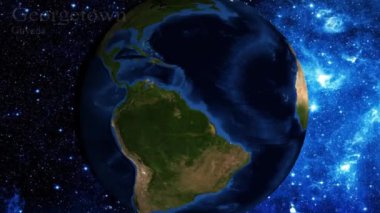 uzaydan yakınlaştırmak ve Guyana Georgetown üzerinde odak
