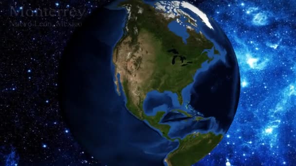 Uzaydan Yakınlaştırmak Nuevo Leon Monterrey Meksika Üzerinde Odak — Stok video