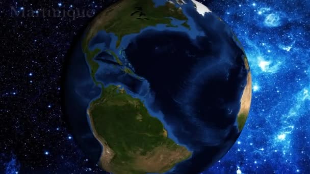 zoom avant depuis l'espace et focus sur la Martinique 