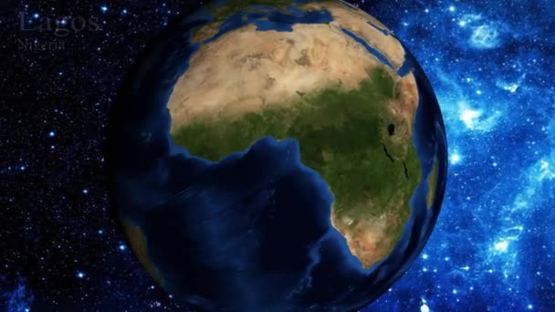宇宙からズームインし ナイジェリアのラゴスに焦点を当てる — ストック動画