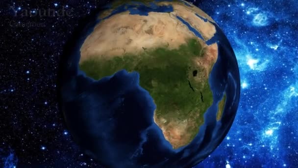 从太空放大 并把重点放在喀麦隆雅温得 — 图库视频影像