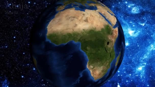 宇宙からズームインし ナイジェリアのアブジャに焦点を当てる — ストック動画