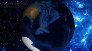 uzaydan yakınlaştırmak ve Yeni Zelanda Wellington üzerinde odak