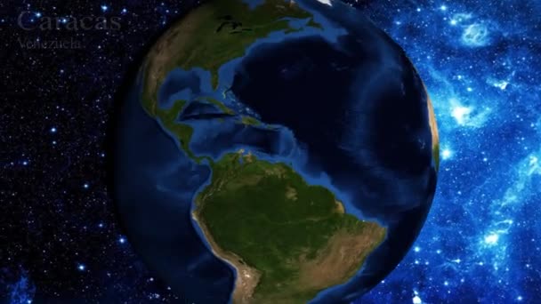 从太空放大 并把重点放在委内瑞拉加拉加斯 — 图库视频影像