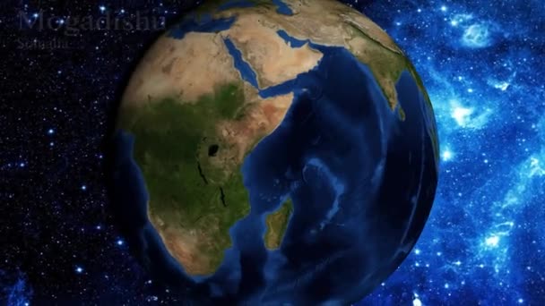 Увеличить Масштаб Космоса Сосредоточиться Сомали Могадишу — стоковое видео