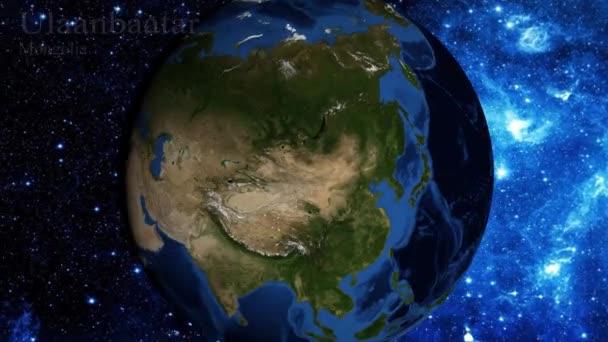 从太空放大 并把重点放在蒙古乌兰巴托 — 图库视频影像