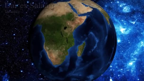 Zoom Dari Ruang Dan Fokus Pada Tanzania Dar Salaam — Stok Video