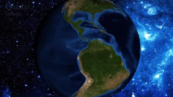Přiblížení Vesmíru Zaměřit Ekvádoru Quito — Stock video