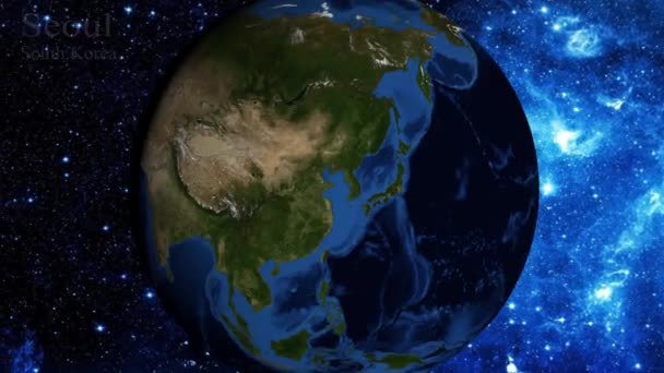 Uzaydan Yakınlaştırmak Güney Kore Seul Üzerinde Odak — Stok video