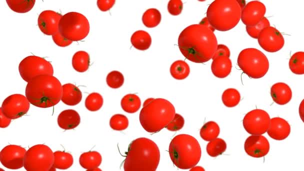 Tomates Girando Hacia Arriba Remolino Con Transparencia Canal Alfa — Vídeo de stock