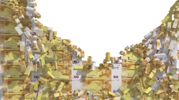 Hmotnost Konce Zdi Peněz Němž Zcela Zničen Průhlednost Alfa Kanál — Stock video