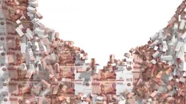 ağırlık para, sonra tamamen yıkılmış olup duvar tatili. Alfa kanalı saydamlık Rusya ruble Rur Rub 5000