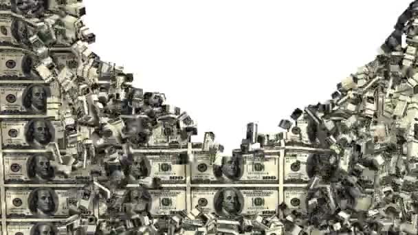 Peso Quebra Parede Dinheiro Após Qual Completamente Destruído Dólar Transparência — Vídeo de Stock