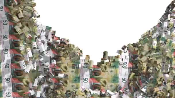 Berat Menghancurkan Dinding Uang Setelah Itu Benar Benar Hancur Transparansi — Stok Video