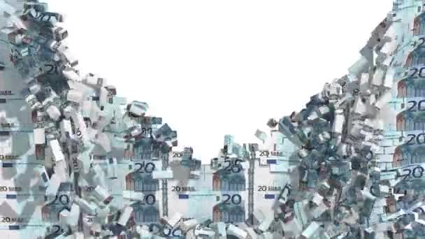 Peso Quebra Parede Dinheiro Após Qual Completamente Destruído Transparência Canal — Vídeo de Stock