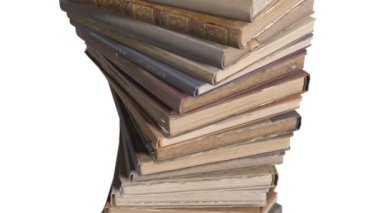 kamera bir sarmal içinde katlanmış kitap yığını boyunca hareket eder. Alfa kanalı saydamlık ile