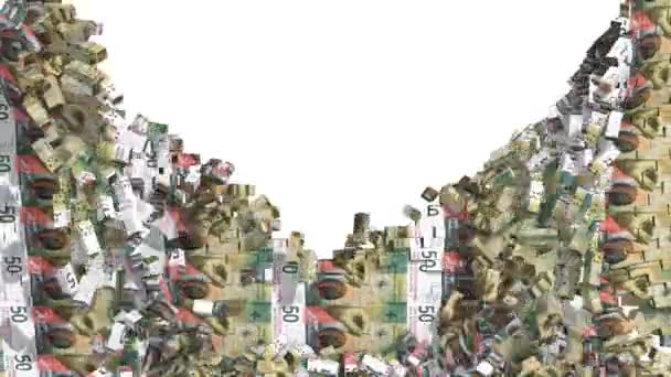 Peso Rompe Pared Dinero Después Cual Destruye Por Completo Transparencia — Vídeo de stock