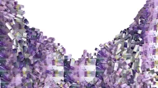 Вес Ломает Стену Денег После Полностью Разрушается Швейцарский Франк Прозрачности — стоковое видео