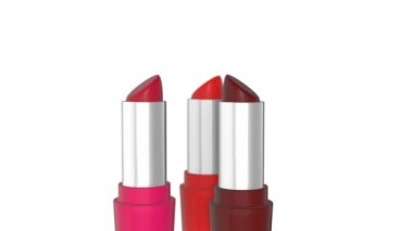 düz kırmızı ruj yakın çekim, alfa kanalı saydamlık ile kamera önünde hareket satırlarının