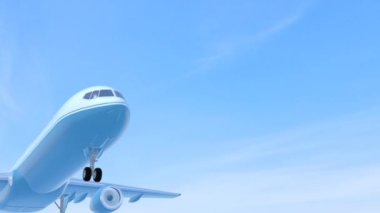 Mavi jet uçağı karşı açık gökyüzü 3d animasyon