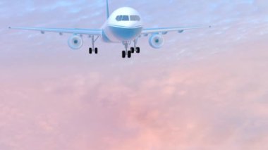 pembe bulutlar 3d animasyon gökyüzü mavi jet uçağı