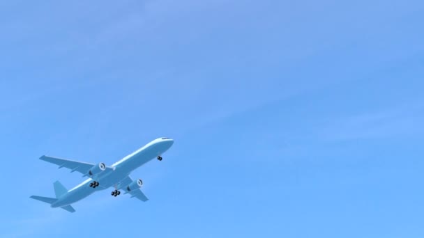 澄んだ空の アニメーションに対する青いジェット機 — ストック動画