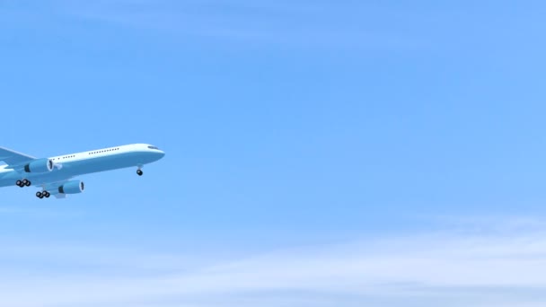 Modrá Tryskové Letadlo Proti Jasné Obloze Animace — Stock video