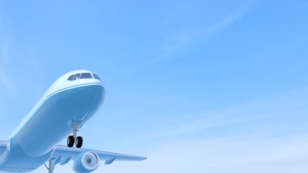 Blue Jet Plane Clear Sky Animation — стоковое видео