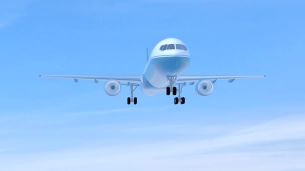 Kék Sugárhajtású Repülőgép Ellen Egy Tiszta Égbolt Animáció — Stock videók