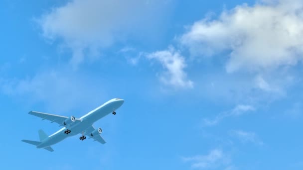 Avion Réaction Bleu Dans Ciel Avec Une Petite Animation Nuageuse — Video