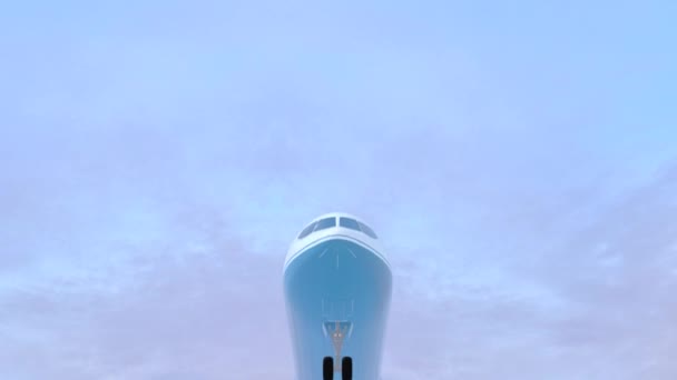 Modrá Tryskové Letadlo Obloze Animací Růžové Obláčky — Stock video