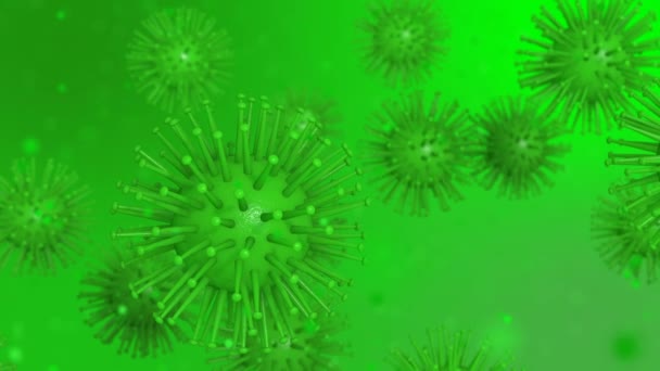 Bacterias Juguete Gripe Verde Como Fondo — Vídeos de Stock