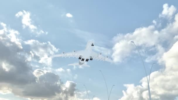 Nagorno Karabach Landeanflug Des Flugzeugs Bei Wolkenarmer Witterung Überfliegen Des — Stockvideo