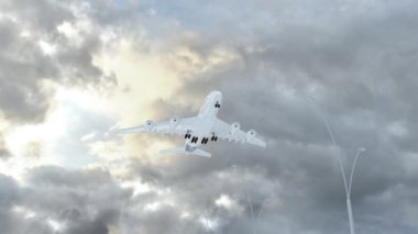 Tristan da Cunha, yaklaşım loudy havalarda, arazi için uçağın adı ülke ve kendi bayrağı üzerinde uçan