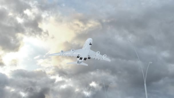 Angola Přístup Letadlo Přistát Počasí Loudy Letící Nad Jméno Země — Stock video