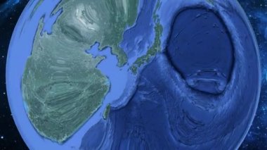 Basit yakınlaştırma uzaydan Dünya'ya ve odak Japonya Hioki üzerinde