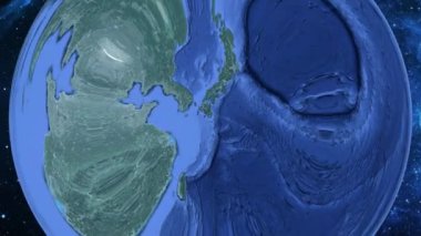 Basit yakınlaştırma uzaydan Dünya'ya ve odak Japonya Kanoya üzerinde