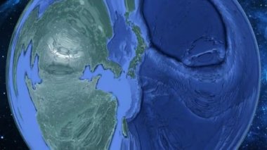 Basit yakınlaştırma uzaydan Dünya'ya ve odak Japonya Nobeoka üzerinde