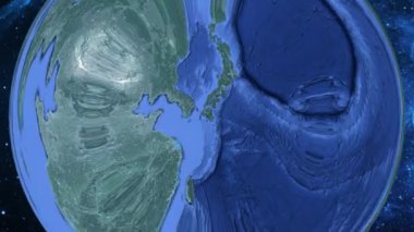Basit yakınlaştırma uzaydan Dünya'ya ve odak Japonya Kumamoto üzerinde