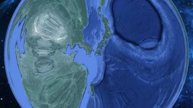 Basit yakınlaştırma uzaydan Dünya'ya ve odak Japonya Higashisonogi üzerinde
