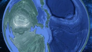 Basit yakınlaştırma uzaydan Dünya ve odak üzerinde Japonya Kurate