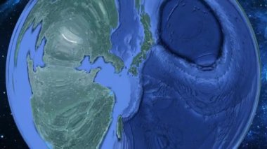 Basit yakınlaştırma uzaydan Dünya ve odak üzerinde Japonya Izumi