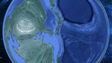 Basit yakınlaştırma uzaydan Dünya'ya ve odak Japonya Yamaguchi üzerinde