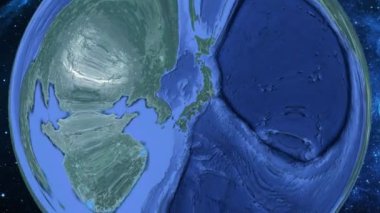 Basit yakınlaştırma uzaydan Dünya'ya ve odak Japonya Tottori üzerinde