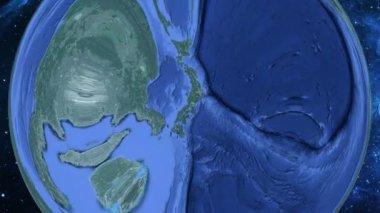 Basit yakınlaştırma uzaydan Dünya ve odak üzerinde Japonya Nagahama
