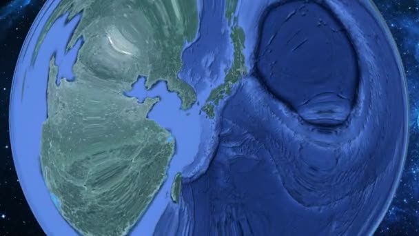 Jednoduché Přiblížení Vesmíru Zemi Zaměření Japonsko Sacuma — Stock video