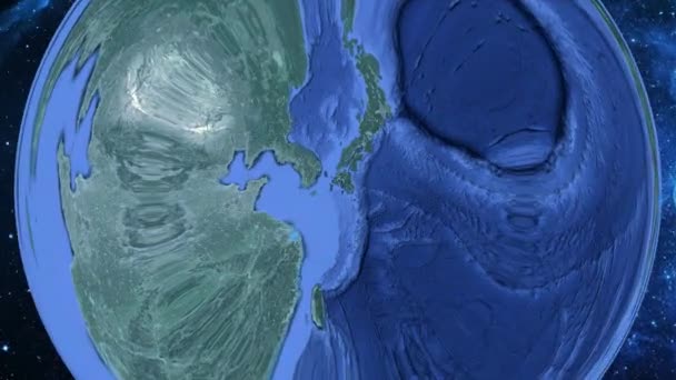 単純なズームで宇宙から地球とフォーカスに日本の長崎に — ストック動画